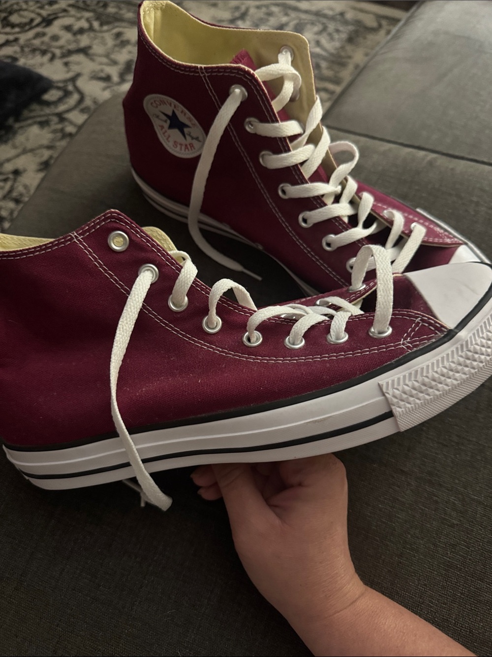 Converse High Top Sneakers - Maroon with White